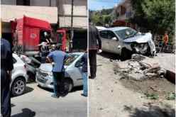 سطيف: شاحنة تحطّم 11سيارة وتصطدم ببناية وسط مدينة عموشة