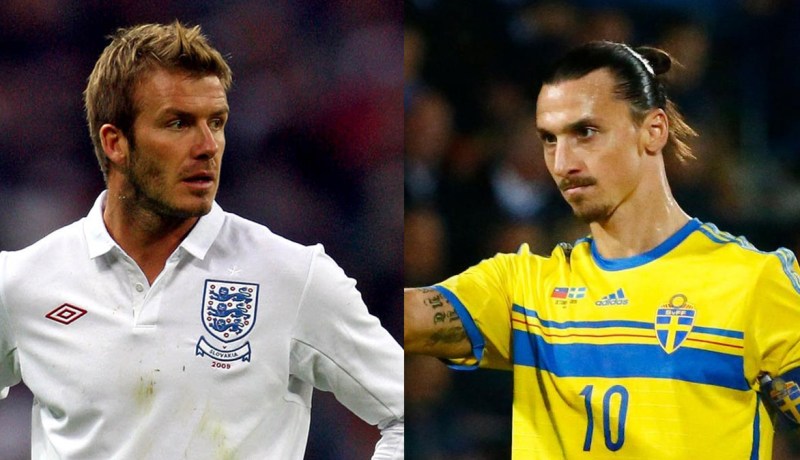 رهان غريب بين إبراهيموفيتش وبيكام حول مباراة انجلترا والسويد