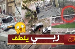 العاصمة: سقوط عمود إنارة ملعب 20 أوت وإنهيارجدار على سيارتين ببلوزداد بسبب الرياح