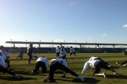 ريال مدريد يقوم باحماءات عضلية قبيل  لقاء خيتافي اليوم