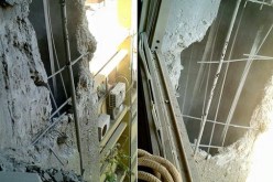 سقوط صاروخ على مبنى نقابة المهندسين باللاذقية بسوريا
