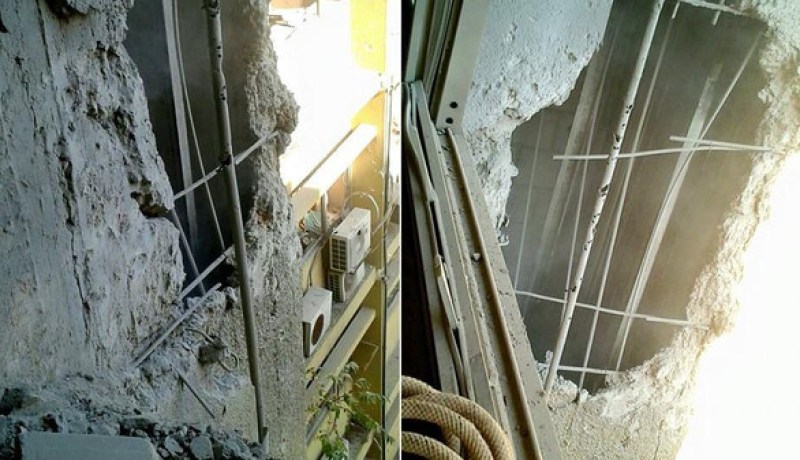 سقوط صاروخ على مبنى نقابة المهندسين باللاذقية بسوريا