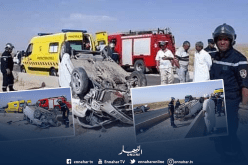 بالصور.. جريح في إنحراف وإنقلاب سيارة بعين الصفراء في النعامة