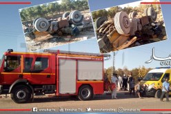 البيض: وفاة شخص في إنقلاب شاحنة ذات مقطورة