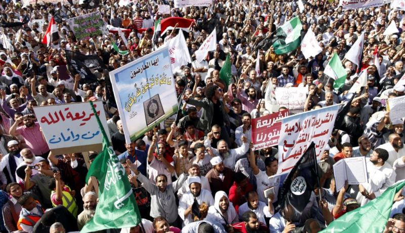 مظاهرة للتيارات الإسلامية وسط القاهرة احتجاجا على الاعتداءات الإسرائيلية على المسجد الأقصى