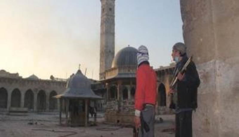 تفجير مئذنة الجامع الاموي الكبير بحلب