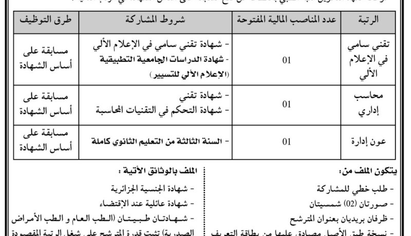 تقليص عدد الوثائق المكونة لملفات الترشح للمسابقات والاختبارات