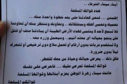 طائرة عسكرية تلقى منشورات على أهالى العريش للتأكيد على حمايتهم