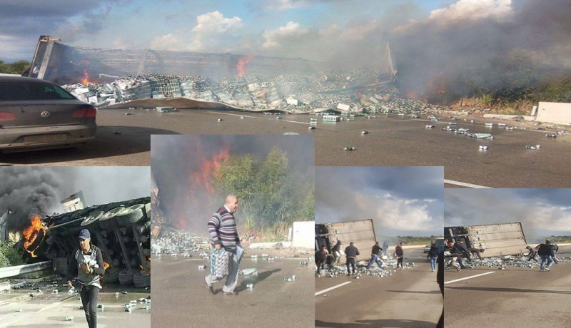 احتراق شاحنة معبأة بأكثر من 65 ألف قنينة خمر في سكيكدة