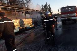 احتراق كلي لحافلة نقل المسافرين بعين تيموشنت