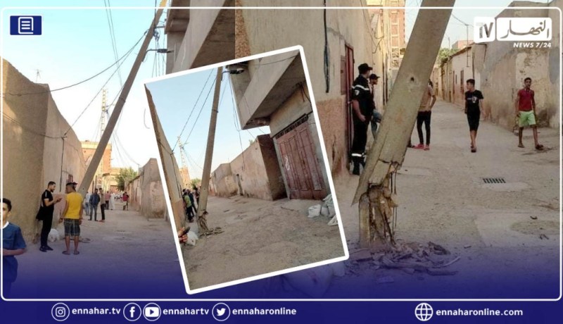 تيارت.. انهيار وسقوط عمود كهربائي بحي الإخوة فارلو بمهدية