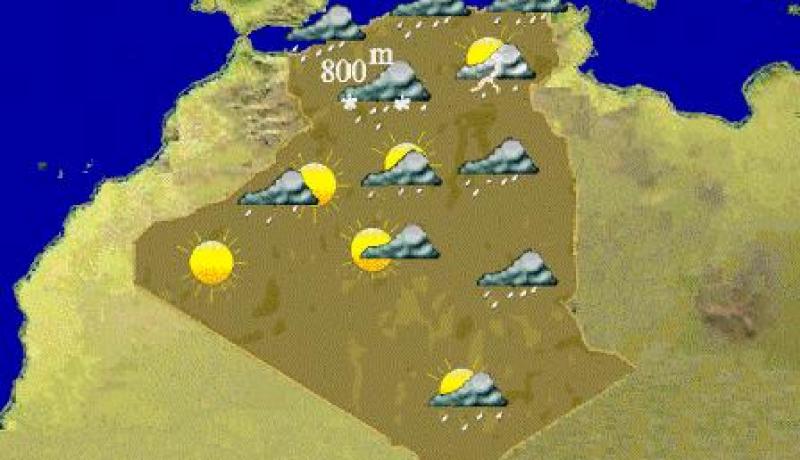 سقوط أمطار رعدية بوسط و شرق البلاد ابتداءا من ليلة اليوم الأحد