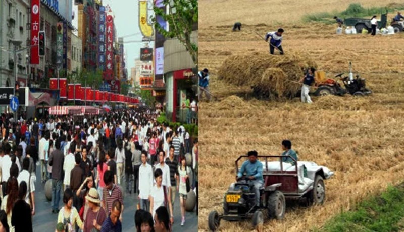 ارتفاع عدد سكان المدن مقارنة بسكان الريف في الصين