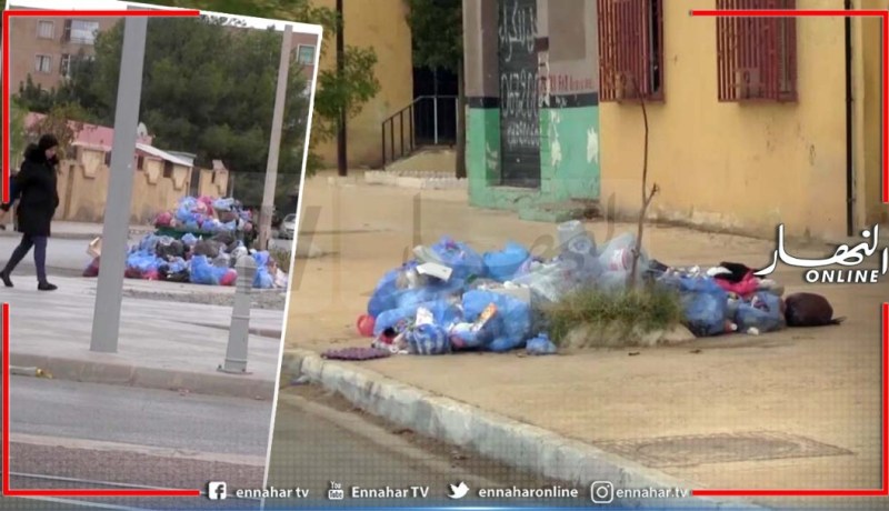 بالصور.. القمامة تصنع ديكورا بعاصمة ولاية سيدي بلعباس بعد إضراب عمال النظافة
