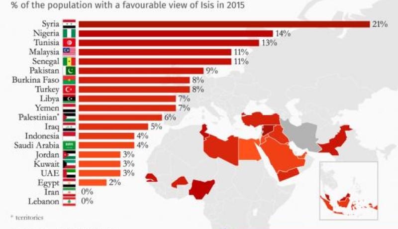 الإندبندنت تنشر رسما توضيحيا لمؤيدي داعش في الدول العربية
