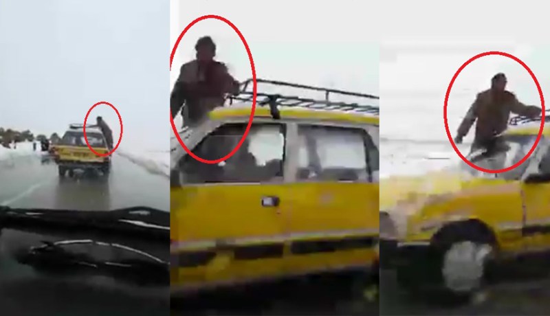 بالفيديو.. مسافر يخرج من سيارة مسرعة لمسح الزجاج في الجلفة