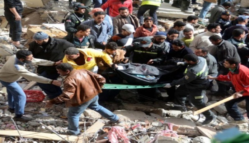 انهيار مبنى سكني من 3 طوابق بمحافظة الدقهلية في مصر