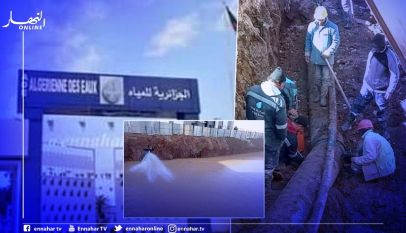 الشلف: الجزائرية للمياه تتدخل لتصليح تسرب هام بقناة التوزيع الرئيسية الممونة لحي بن سونة