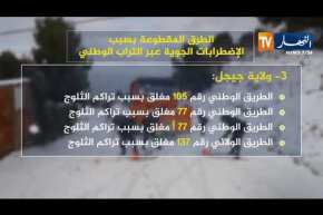 الطرق المقطوعة بسبب الإضطرابات الجوية عبر التراب الوطني