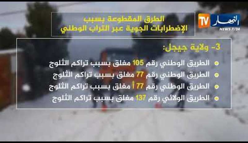 الطرق المقطوعة بسبب الإضطرابات الجوية عبر التراب الوطني