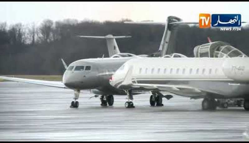 شاهد.. لحظات إقلاع الطائرة الرئاسية من مطار جنيف إلى الجزائر
