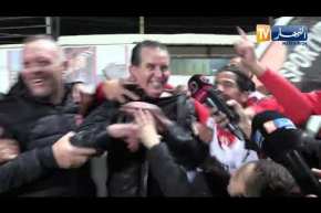 فرحة لاعبي إتحاد العاصمة والرئيس سرار بالفوز في الكلاسيكو