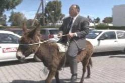 يصل البرلمان على متن حمار احتجاجا على أسعار الوقود وشراء سيارات جديدة للوزراء