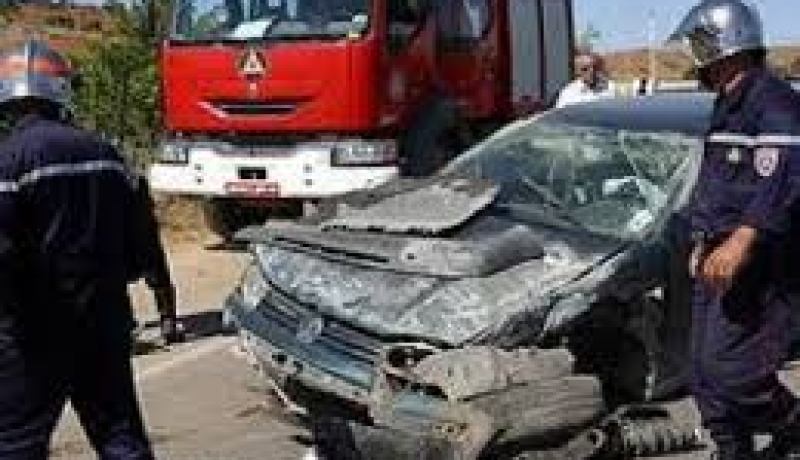 هلاك شخصين (2) وإصابة 5 آخرين بجروح متفاوتة الخطورة في حادث مرور ببئر بوحوش