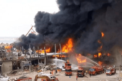 اندلاع حريق ضخم في مرفأ بيروت بلبنان