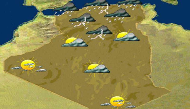حسب نشرية خاصة للديوان الوطني للارصاد الجوية اليوم:امطار غزيرة مرتقبة على ولايات وسط و شرق البلاد خلال 24 ساعة المقبلة