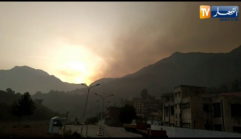 بجاية: شاهد إحدى الحرائق المندلعة اليوم  في أماكن عدة بغابات الولاية