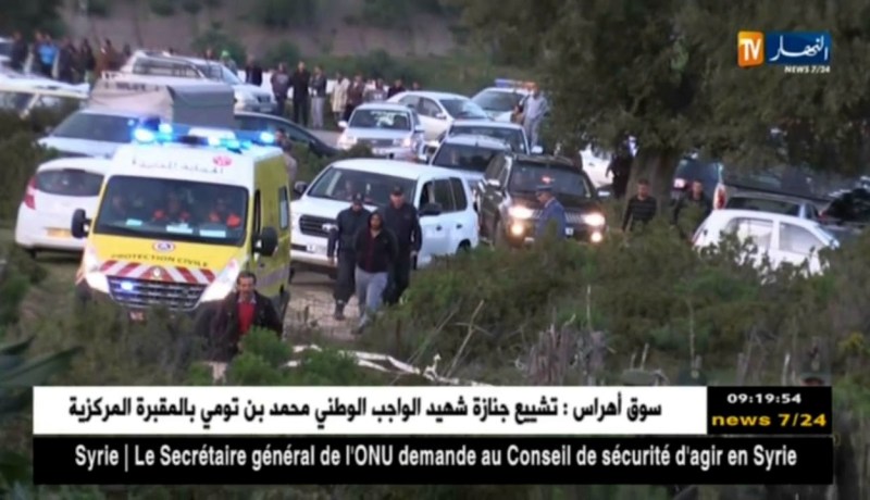 الطارف: تشييع جنازة الشهيد حمودي رمضان بحمام سيدي طراد وسط أجواء حزينة