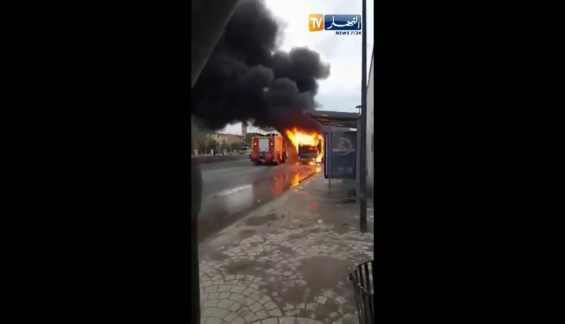 إحتراق حافلة رياضيي المنتخب العَسكري بقسنطينة