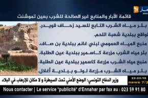 قائمة الآبار والمنابع الغير صالحة للشرب بعين تموشنت