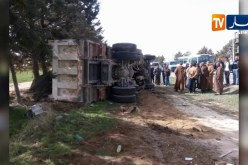 تيارت/ وفاة إمرأة و13 جريح إثر حادث إصطدام شاحنة بسيارة للنقل الجماعي
