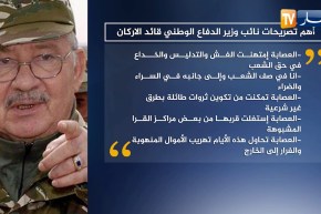 أهم تصريحات نائب وزير الدفاع الوطني قائد الأركان