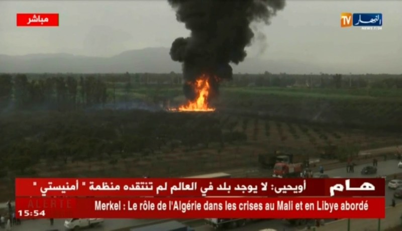 مشاهد من السماء لإنفجار قناة غاز ببراقي