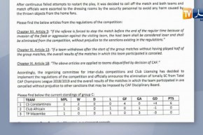 الكاف يقرر رسميا إقصاء الإسماعيلي المصري من دوري أبطال إفريقيا