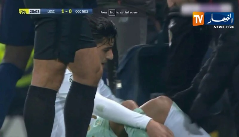 يوسف عطال يصاب على مستوى العضلة الخلفية للفخذ في مباراة نيس أمام ليل