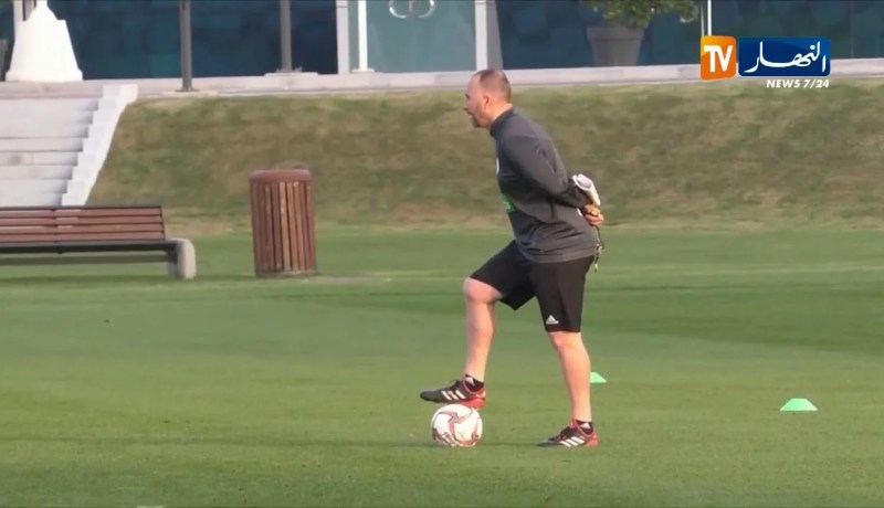 الخضر يجرون آخر حصة تدريبية قبل مواجهة قطر