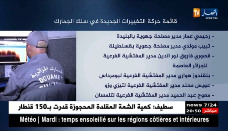 هذه هي قائمة حركة التغييرات الجديدة في سلك الجمارك