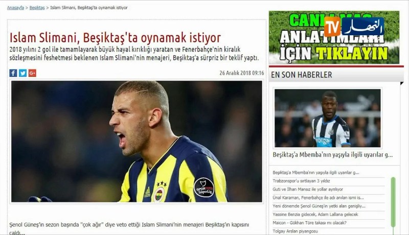 وكيل أعمال سليماني يعرض خدمات اللّاعب على بيشيكتاش التركي