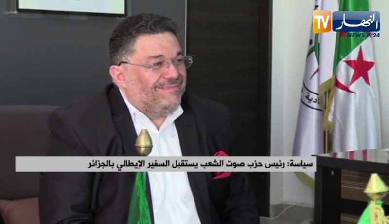 سياسة: رئيس حزب صوت الشعب يستقبل السفير الإيطالي بالجزائر