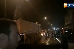 لحظة نقل الحوت الذي نفق في سواحل بولوغين بالعاصمة