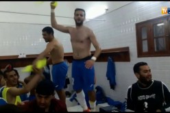 فرحة لاعبي دفاع تاجنانت داخل غرف تغيير الملابس بعد ضمان البقاء