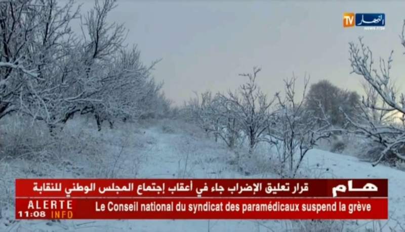 سعيدة: تساقط كثيف للثلوج بمنطقة عين الحجر