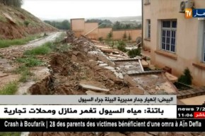 البيض: إنهيار جدار مديرية البيئة جراء السيول