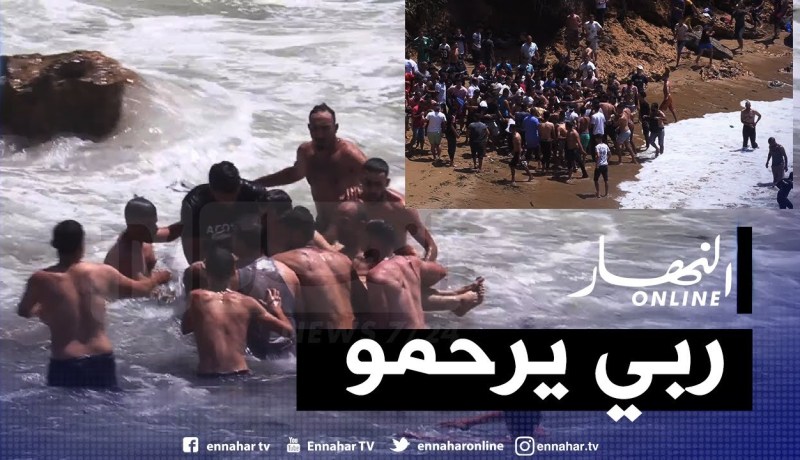 “شاهد لحظة إخراج جثة الغريق بشاطئ بوهارون وسط هتافات “الله أكبر