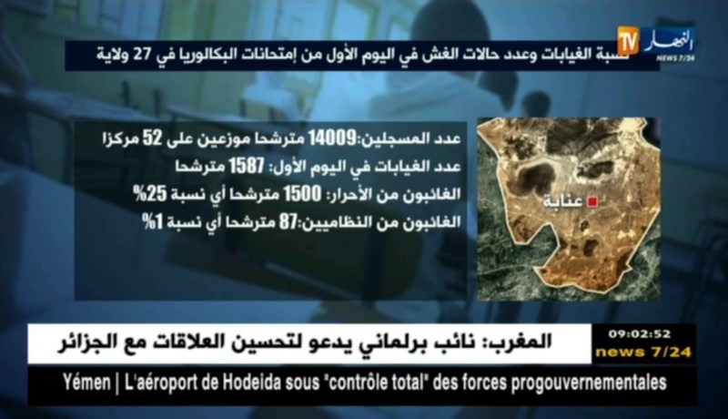 نسبة الغيابات وعدد حالات الغش في اليوم الأول من إمتحانات البكالوريا في 27 ولاية