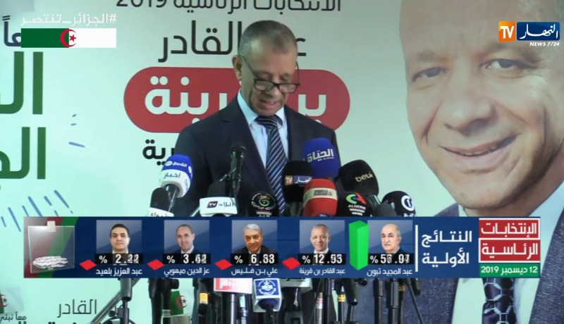 ندوة صحفية للمترشح “عبد القادر بن قرينة” على هامش إعلان النتائج الرسمية الأولية لرئاسيات  2019